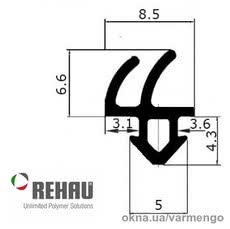 Уплотнитель Rehau прижимной (чёрный).